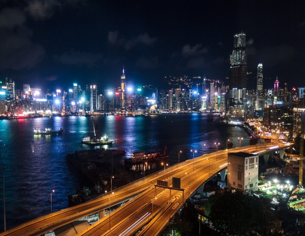 City skyline at night