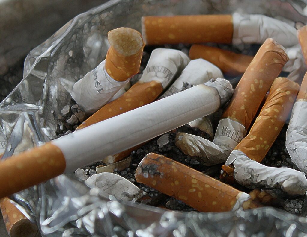 Cigarettes in ashtray
